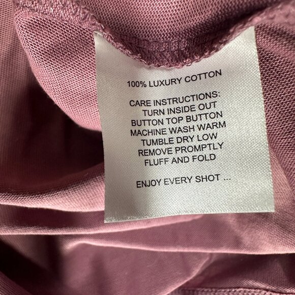 LinkSoul  Polo Shirt Mens Small Long Sleeve Mauve Pink Knit  Split Hem Roll Tab - Picture 6 of 9